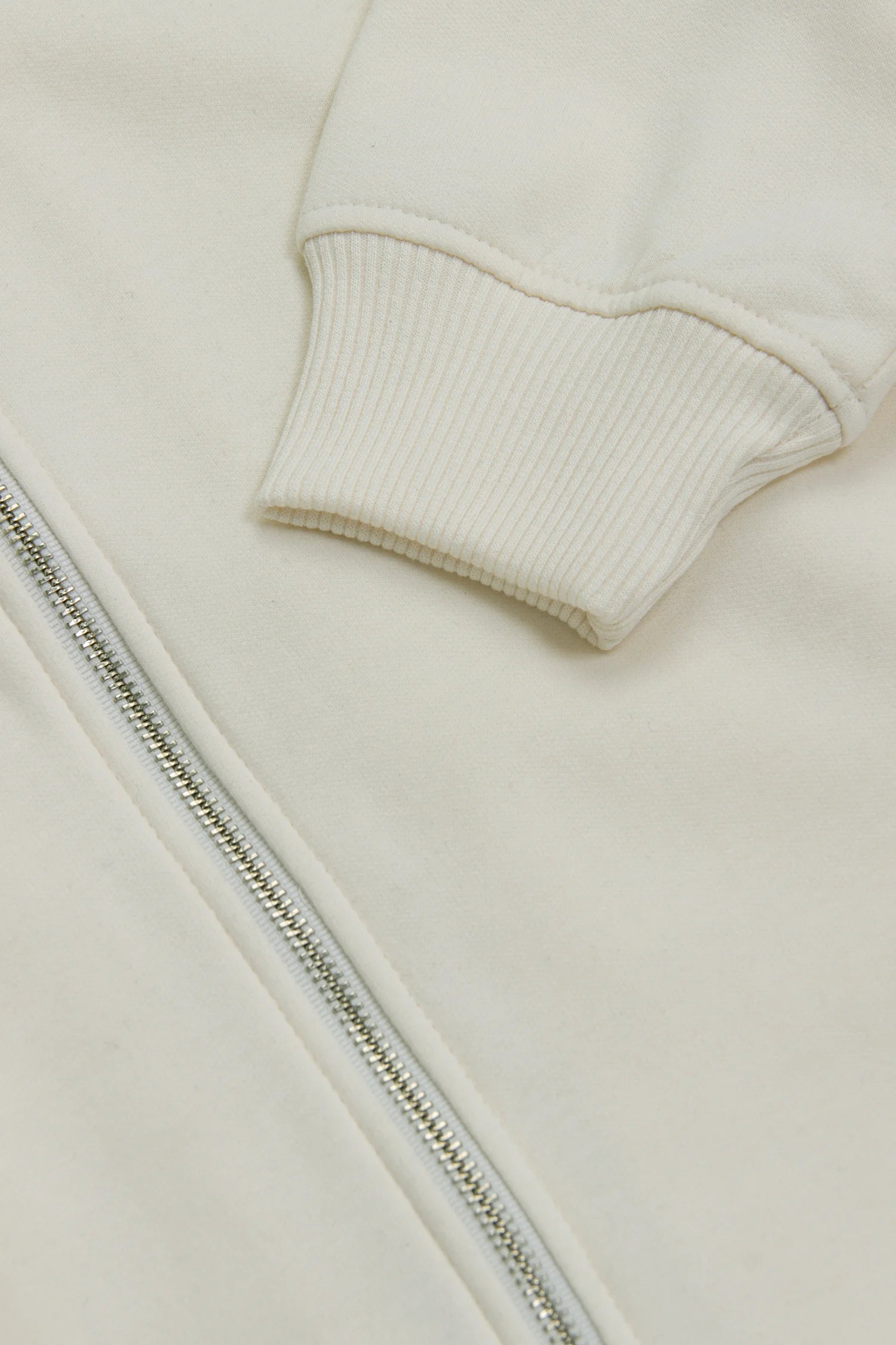 Chaqueta Perchada Zip Algodón Crema
